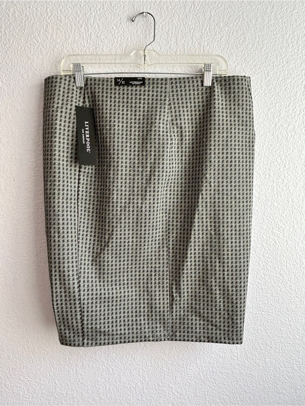 Liverpool Grey Houndstooth Pencil Skirt
